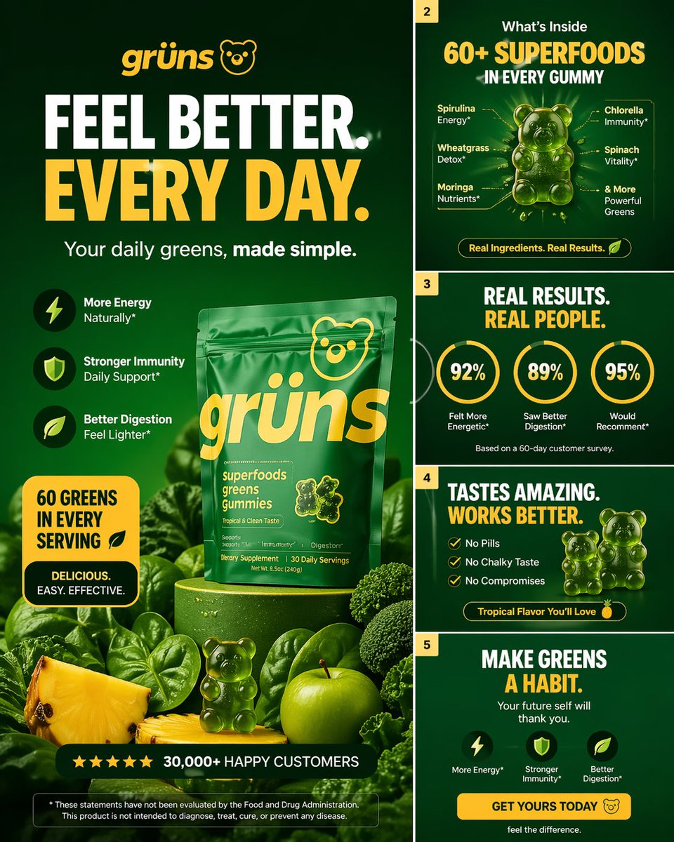 Grüns Gummies: Suplemento Verde Premium