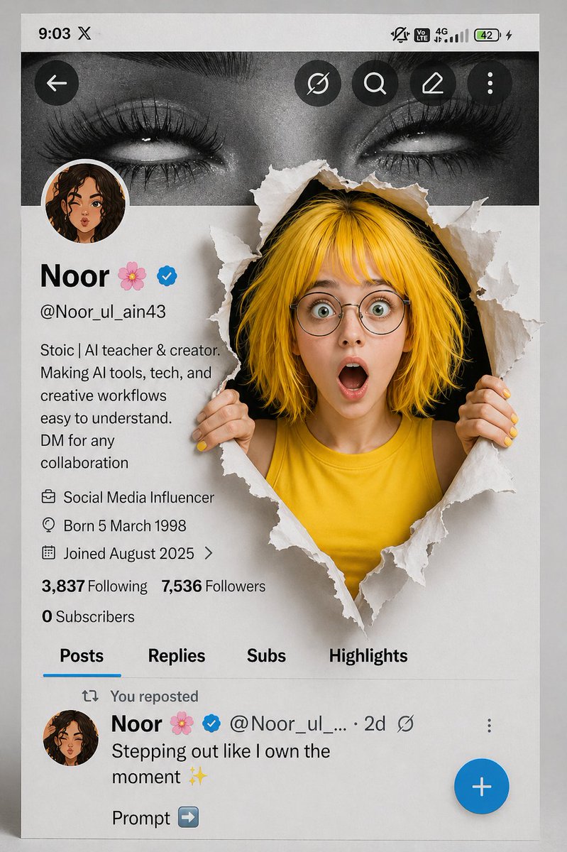 Surprised Woman Breaking Through Social Media Profile