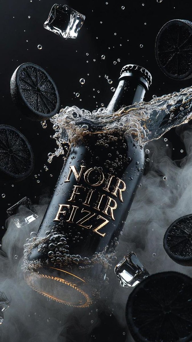 Matte Schwarze Luxus-Limonadenflasche Noir Fizz