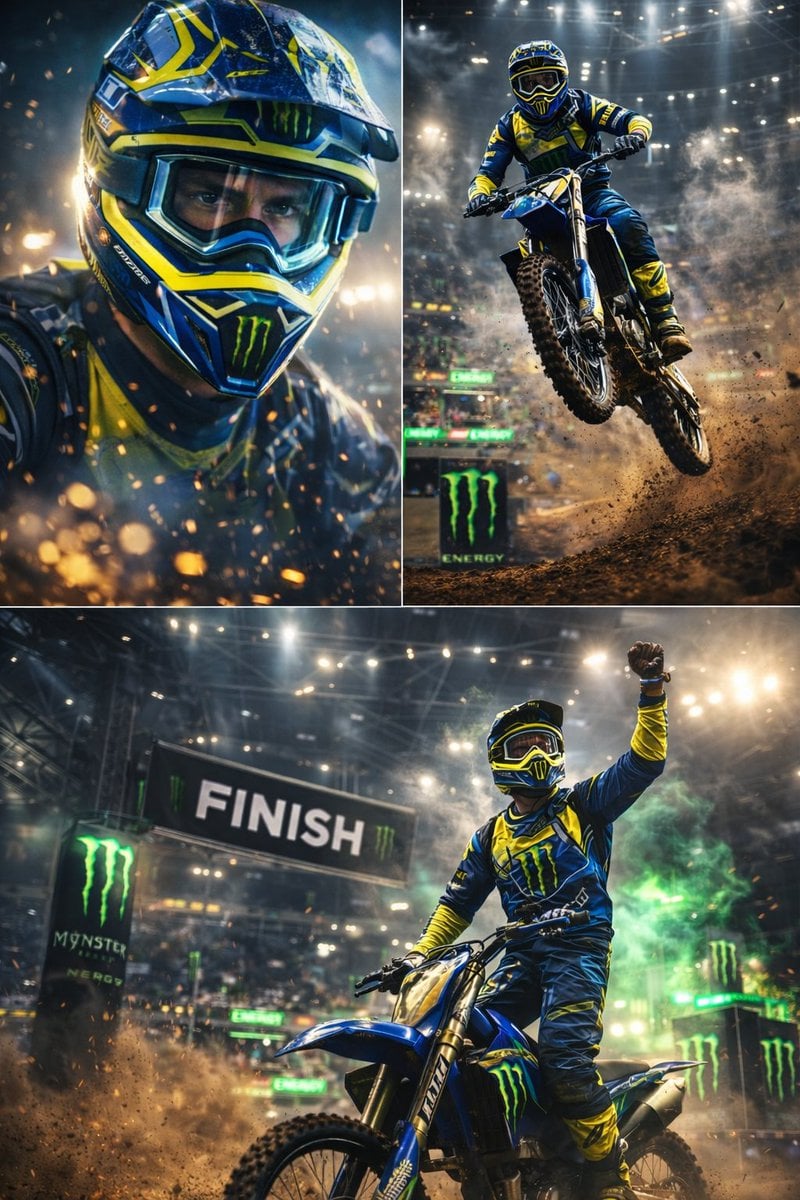 Ultra-Dynamische Motocross-Stadion-Stunts