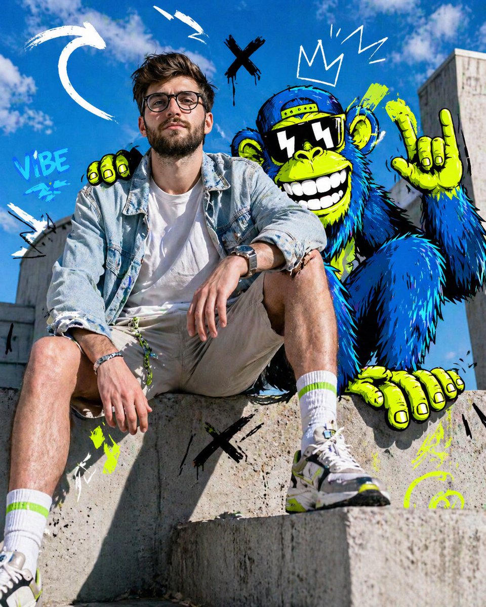 Pewny Model z Neonowym Tygrysem Cartoon