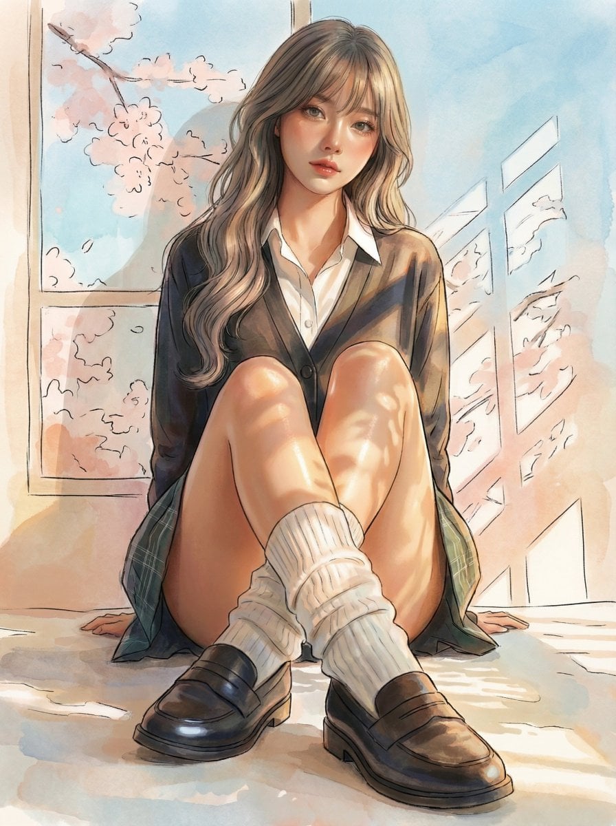 Anime Uniform on Photorealistic Girl with Real Physics