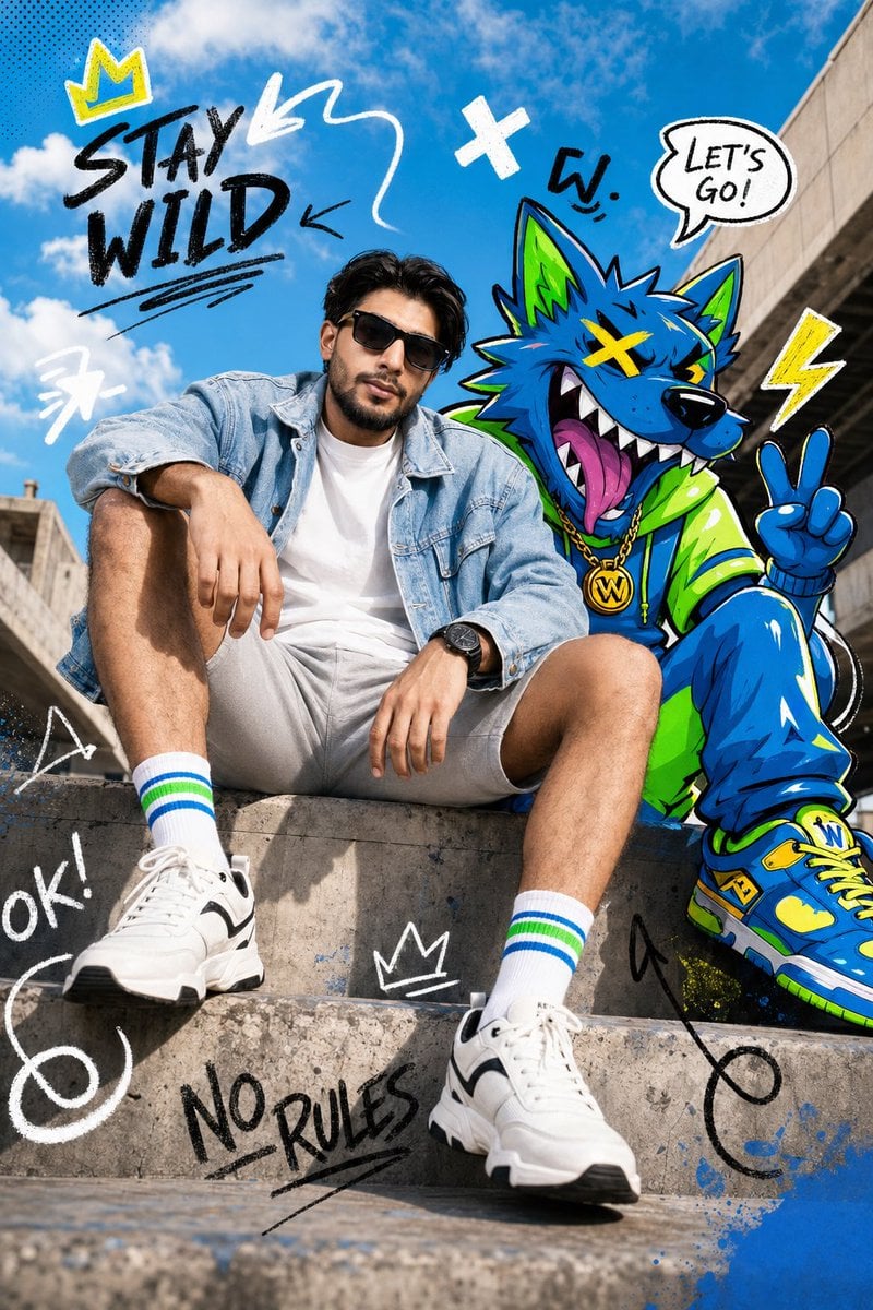 Neon Cartoon Tiger Fashion Editorial