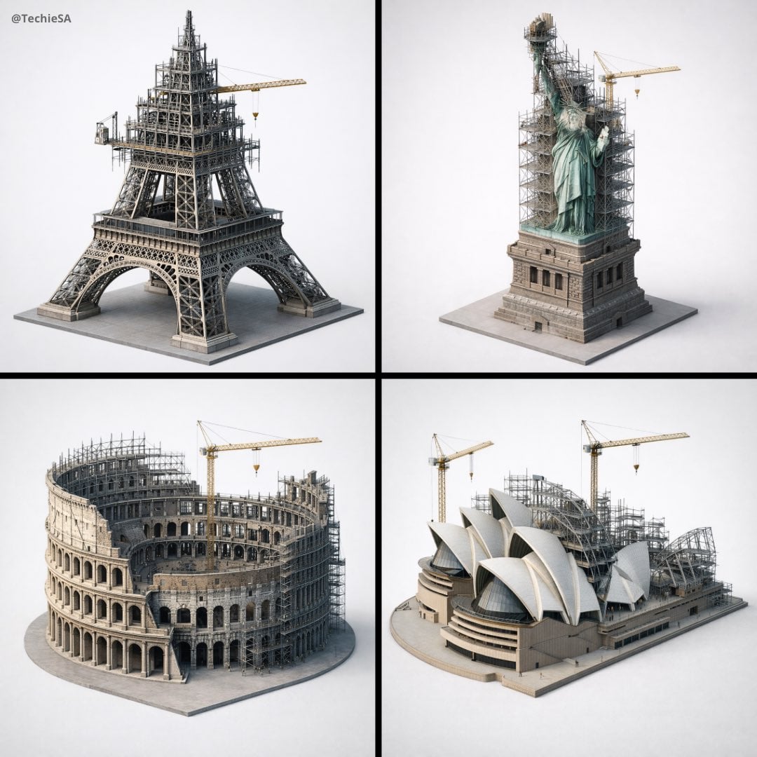 Eiffel Tower in Eternal Construction | Isometric Render