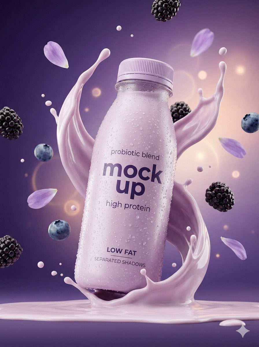 Lawendowa Butelka Smoothie Jogurtowego z Rozpryskiem
