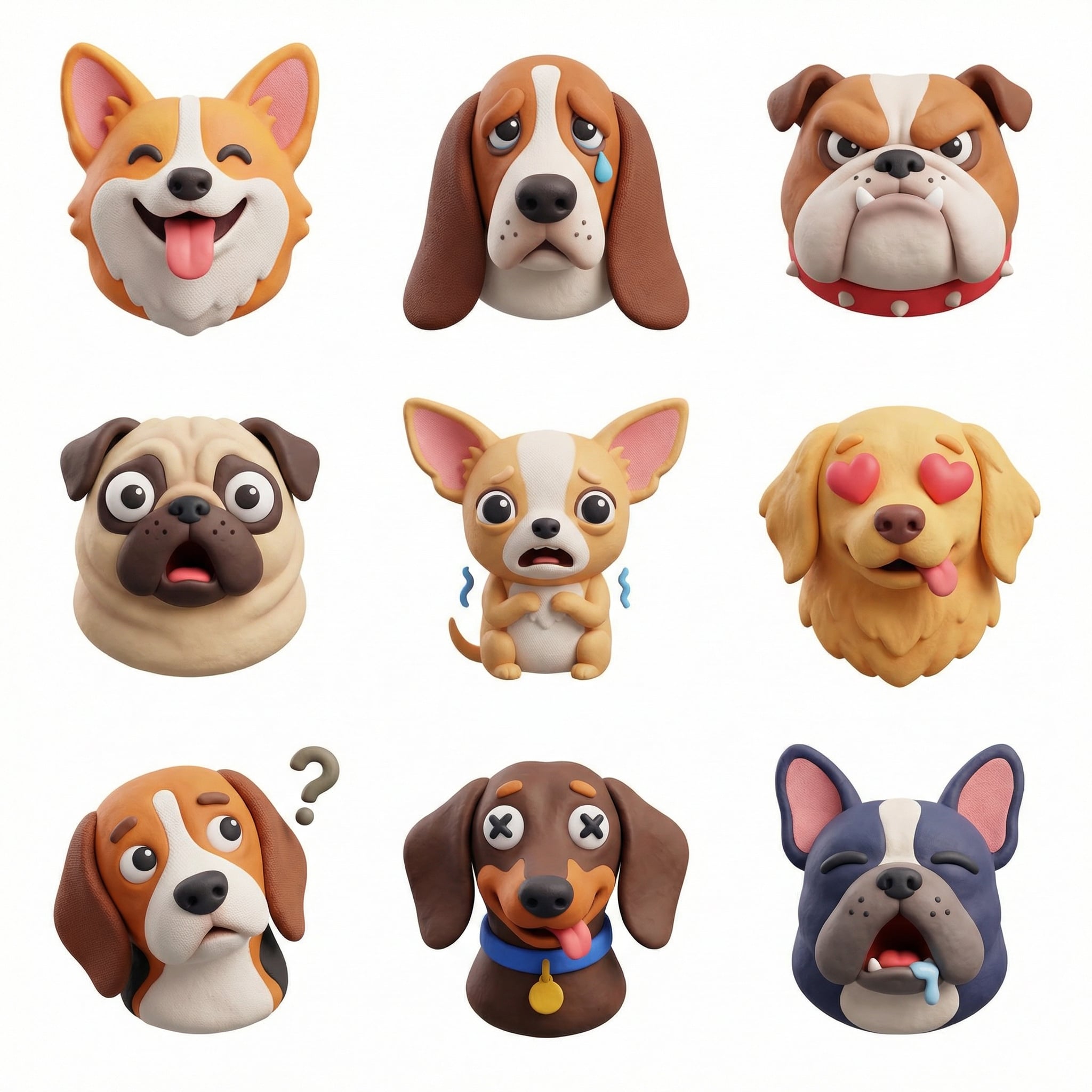 3D-Symbolsammlung: Emotionale Haustiere & Lustige Themen