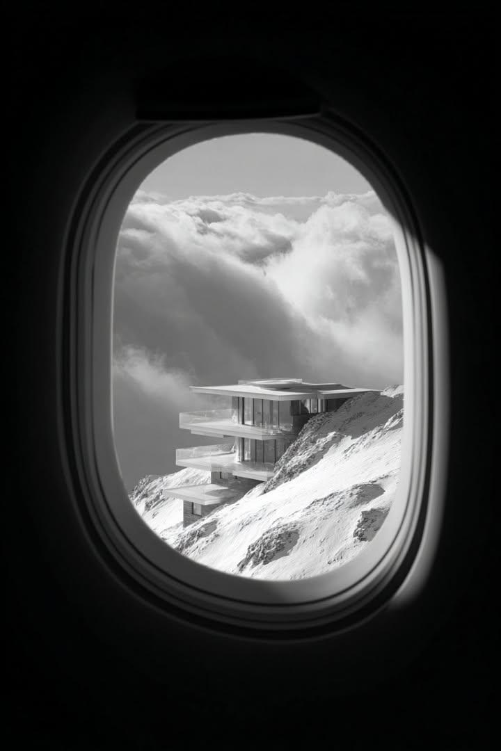 Airplane Window Futuristic House View