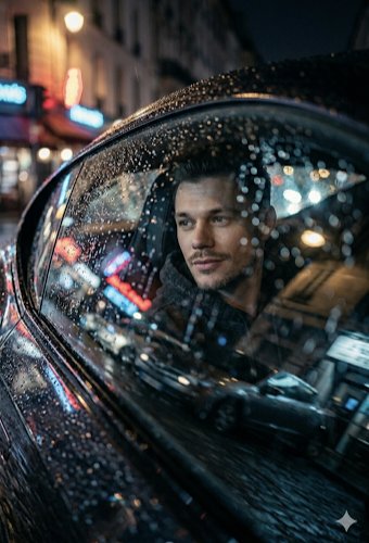 Escena Cinematográfica Parabrisas Bajo Lluvia