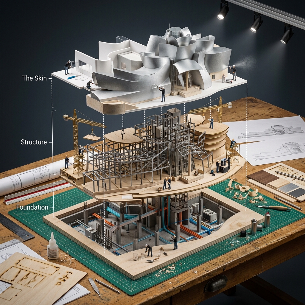 Diorama isométrico de edificio explosionado | Maquetas arquitectónicas