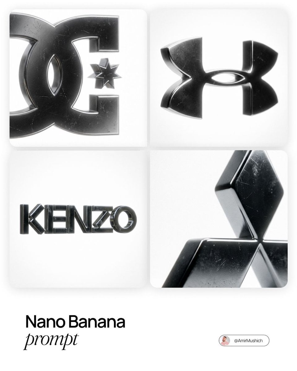 Logotipo 3D de Cromo en Vacío Blanco | Marca Metálica Cinematográfica