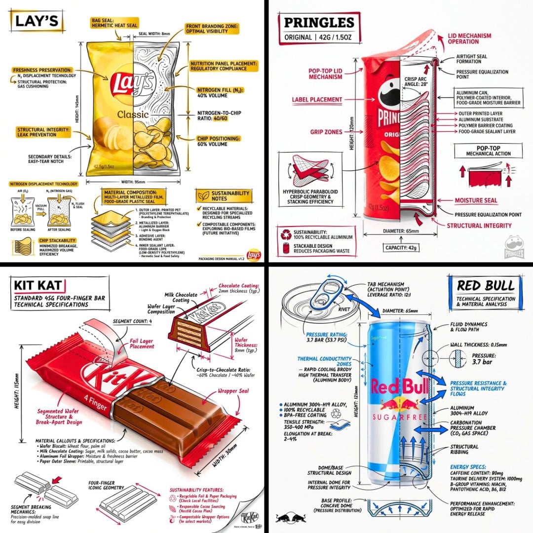 Snack-Technische Infografik | Food-Engineering-Blaupause